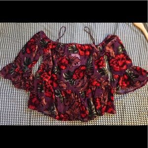 NWT Forever 21 Transparent Floral Burgundy/Red Top